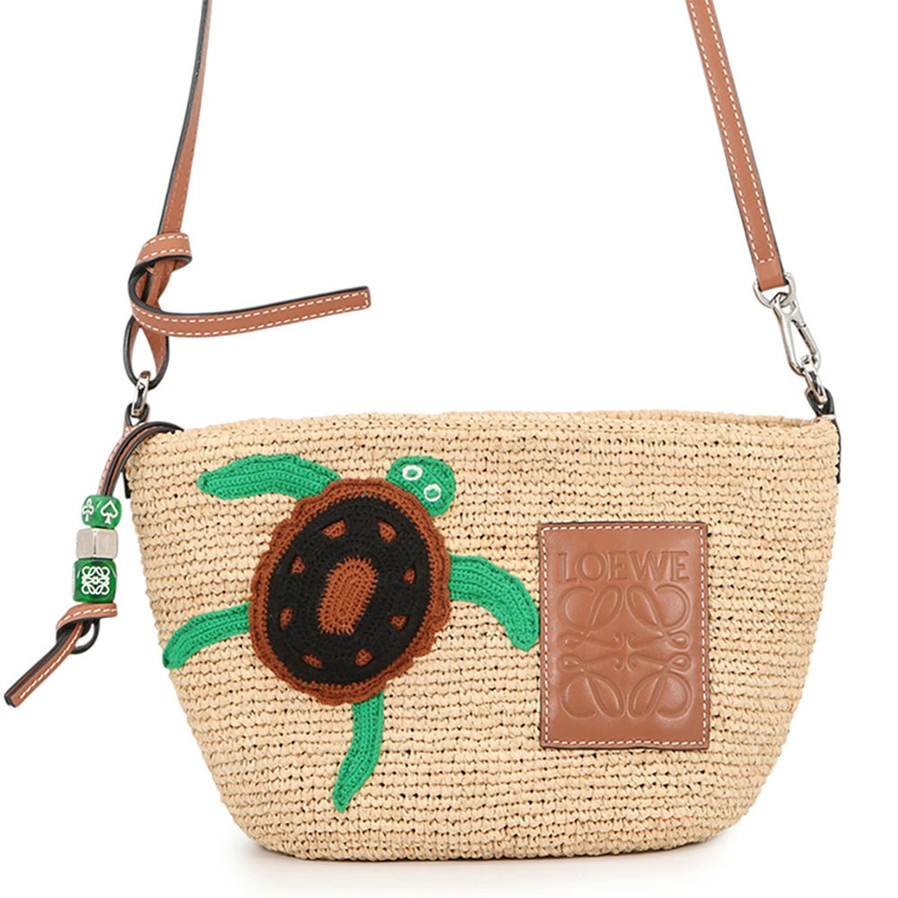 Loewe Shoulder Bag Paula Ibiza Collaboration Turtle Raffia Basket Pouch